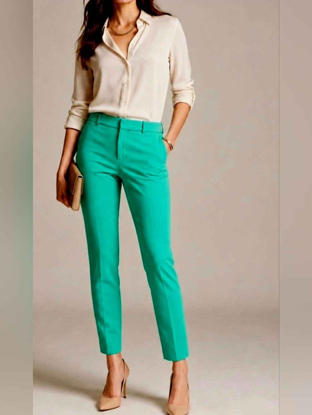 Banana Republic Kelly Green Cropped Chino Pants